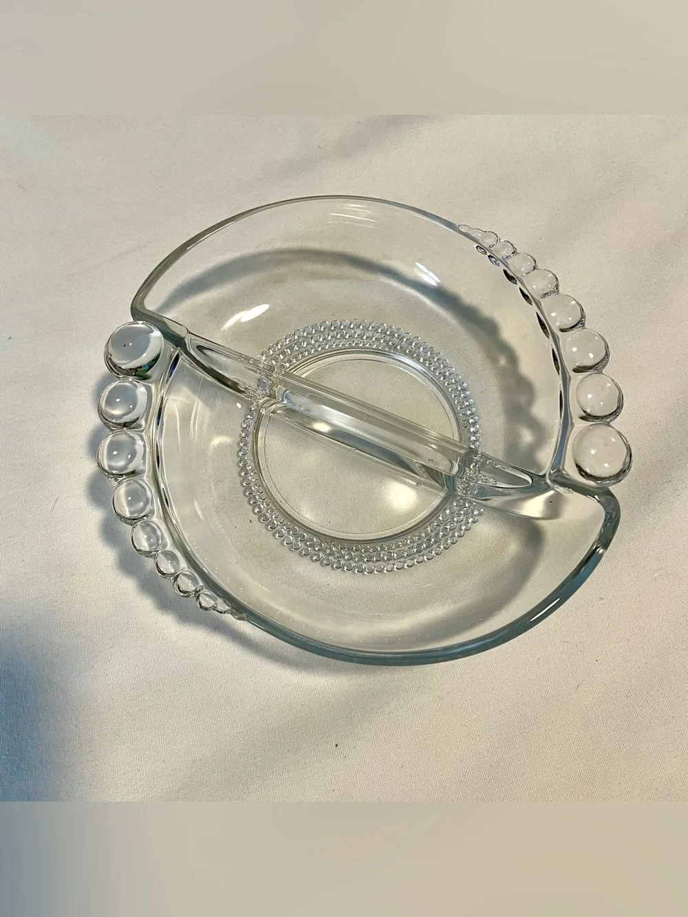 *VINTAGE* Duncan & Miller Glass 2~Sided Serving Dish - Clear Glass - 6” x 2”